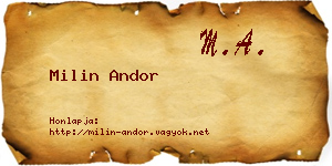 Milin Andor névjegykártya